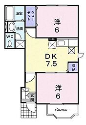 グラン・リーオB 2DKの間取図画像