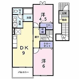 ソール・オリエンスD 2DKの間取図画像