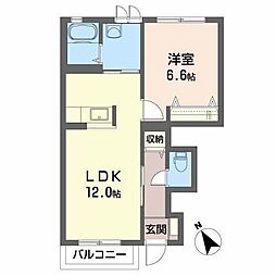 シャーメゾンクレストA 1LDKの間取図画像