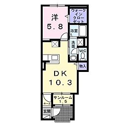 グランヴァレーA 1LDKの間取図画像