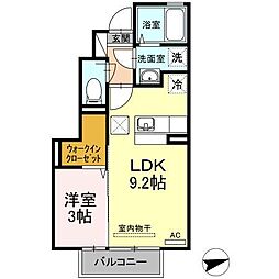 メゾンソレイユ根城 1LDKの間取図画像