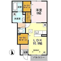 セジュールコウ 1LDKの間取図画像