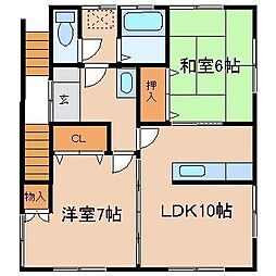 ハマミチアパート 2LDKの間取図画像