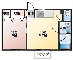 コーポSすずき・江陽 1LDKの間取図画像