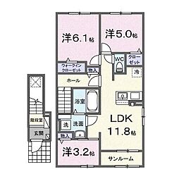 ハレアカラ 2LDKの間取図画像