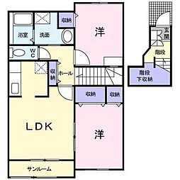ゴールドパークA 2LDKの間取図画像