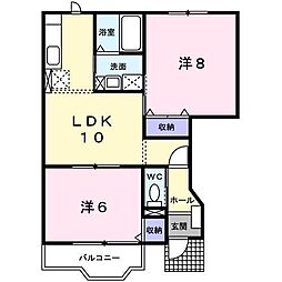 レジデンスアンソレイエ 2LDKの間取図画像