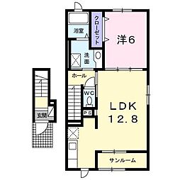 サンリットフレスクーラ 1LDKの間取図画像