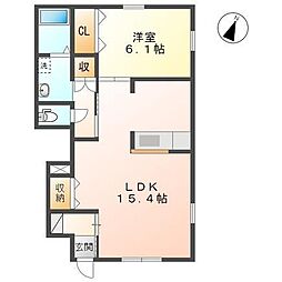 ローズガーデングリーン2 1LDKの間取図画像