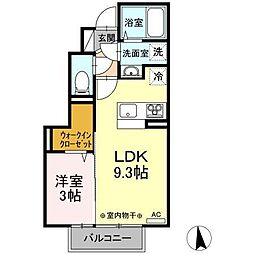 ウィット新井田西 1LDKの間取図画像