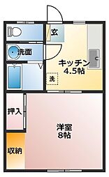 ロジュマン小中野 1DKの間取図画像