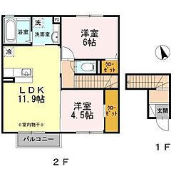 ポーレハウス 2LDKの間取図画像