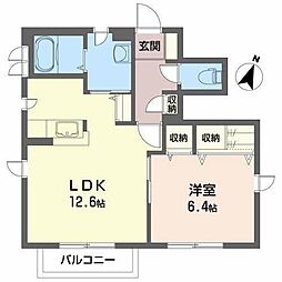 プロムナード鹿島E 1LDKの間取図画像