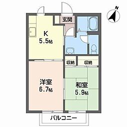 フレグランス川口D 2DKの間取図画像