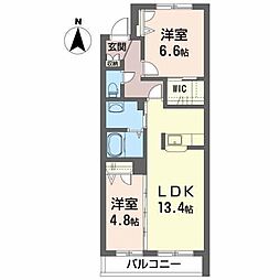 メゾンMast売市A 2LDKの間取図画像