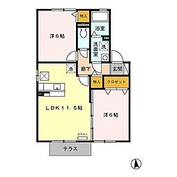 ヴィラ・ラモールareteB 2LDKの間取図画像
