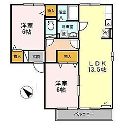 ハーフムーンB 2LDKの間取図画像