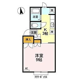 グリーンハウスセジュール 1Kの間取図画像
