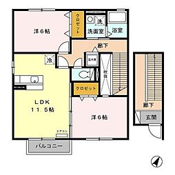 エスポワール 2LDKの間取図画像