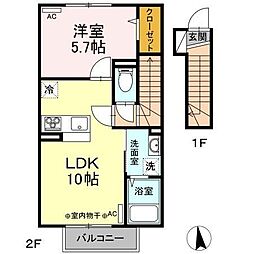 ウィット新井田西 1LDKの間取図画像