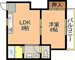 ゼニスコートIV 3階1LDKの間取り