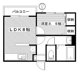 チェリーボブ. 2階1LDKの間取り
