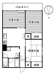 欅マンション 6階3DKの間取り