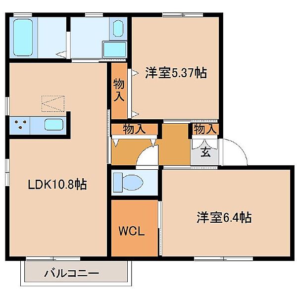 プリムローズ弐番館 102｜千葉県茂原市早野(賃貸アパート2LDK・1階・54.09㎡)の写真 その2