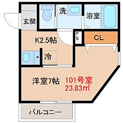 グラウハイム 1Kの間取図画像