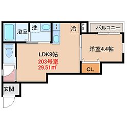 グラウハイム 1LDKの間取図画像
