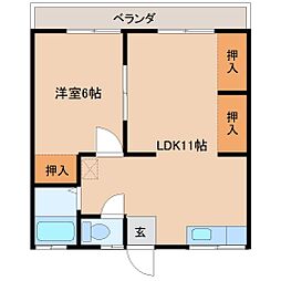 聖ハイツ 1LDKの間取図画像