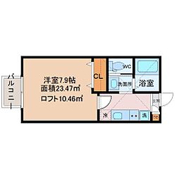 Station front 大和田A 1Kの間取図画像