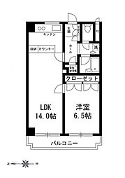 コンフォール目黒 1LDKの間取図画像