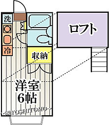 ラ・クレール武蔵野 2階ワンルームの間取り