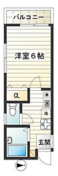 ハイツセン 2階1Kの間取り