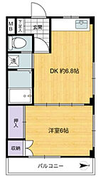 花畑ブラウンハウス山口 1DKの間取図画像