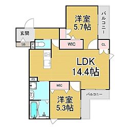 ＭＡＩＳＯＮ　ＮＯＢＥＬ　Ｂｅｓｓｈｏ 1階2LDKの間取り