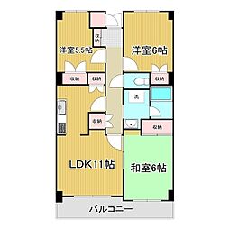 第12藤島マンション 3LDKの間取図画像