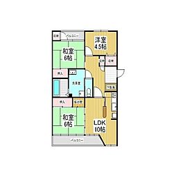 山中住宅 3LDKの間取図画像