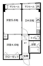 パールハイツ笹塚 2DKの間取図画像
