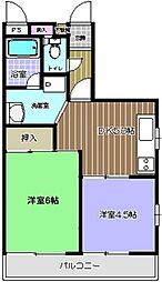 グレイスハイム 2DKの間取図画像