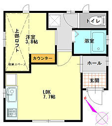 龍ケ崎市寺後住宅 1階1LDKの間取り