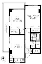 エビス東ハイツ第2 2DKの間取図画像
