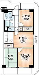 新大阪第二グリーンマンション 3LDKの間取図画像