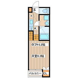スターチス 1階1Kの間取り