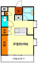 シトラスグランディス 1階ワンルームの間取り