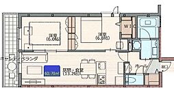 サングランデ 2LDKの間取図画像