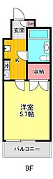 レクセル甲府A棟 1Kの間取図画像