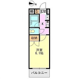 安藤ビル・4 1Kの間取図画像