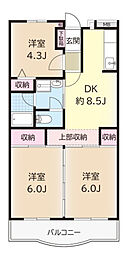 カサベルデ宮前平3 3DKの間取図画像
